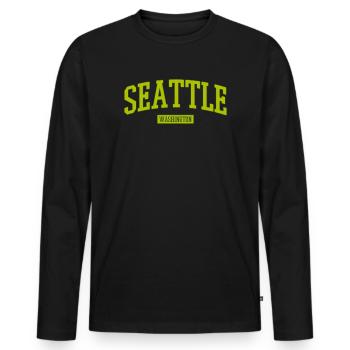 Seattle Washington Lettering - Men's Premium Organic Long Sleeve Shirt - black - Front - Nico (187cm)