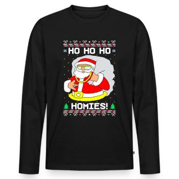 Ho Ho Homies Noël moche - T-shirt manches longues Premium bio Homme - noir - Devant - Nico (187cm)