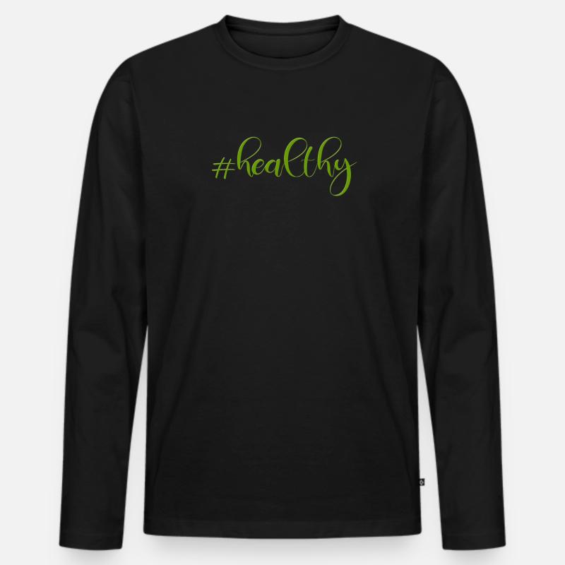 #healthy - Männer Premium Bio Langarmshirt - Schwarz