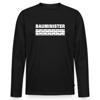 BAUMINISTER - Männer Premium Bio Langarmshirt - Schwarz - Vorne - Nico (187cm)