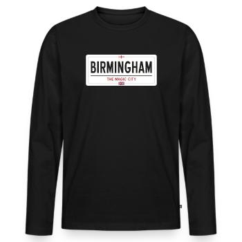 Ortsschild in Birmingham - Männer Premium Bio Langarmshirt - Schwarz - Vorne - Nico (187cm)