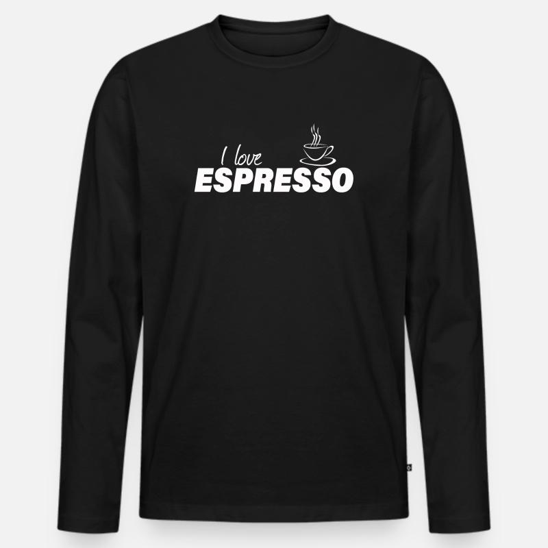 I LOVE ESPRESSO - Männer Premium Bio Langarmshirt - Schwarz