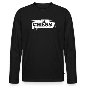 Chess Couronne Roi Symbole Logo Vieilli Look Tournoi - T-shirt manches longues Premium bio Homme - noir - Devant - Nico (187cm)