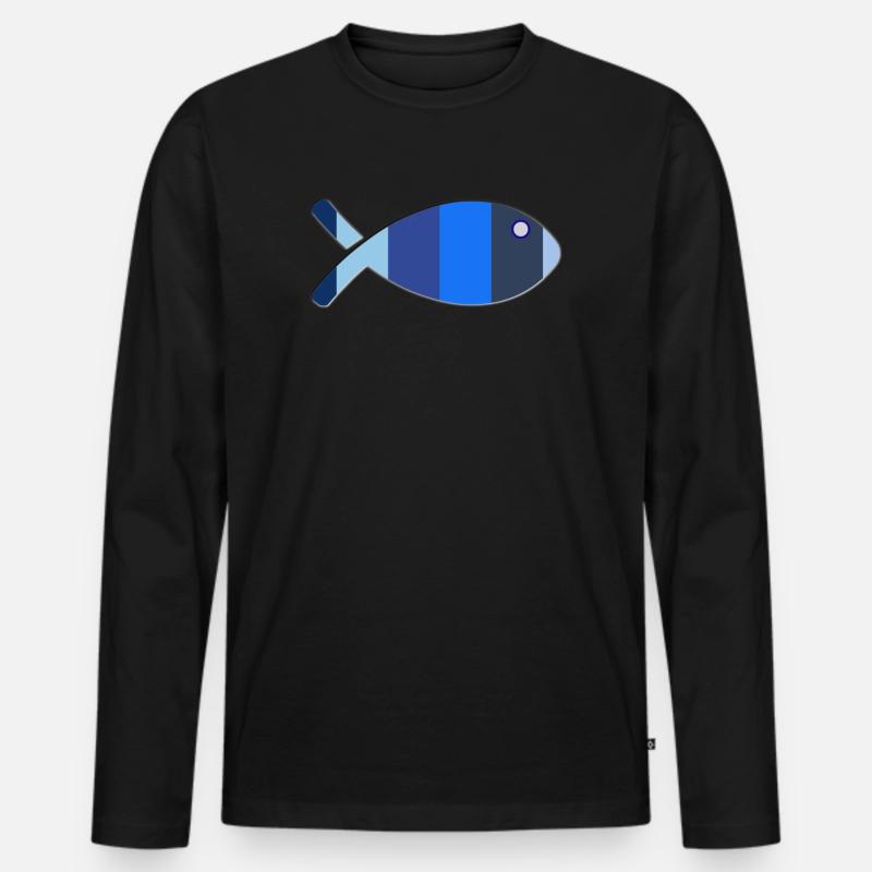 FISCH - Männer Premium Bio Langarmshirt - Schwarz