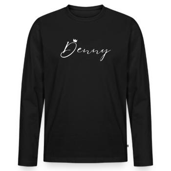 Denny Name König T-Shirt Geschenk Männer - Männer Premium Bio Langarmshirt - Schwarz - Vorne - Nico (187cm)