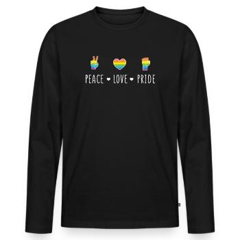 LGBT Pride Month - Peace. Love. Pride - Men's Premium Organic Long Sleeve Shirt - black - Front - Nico (187cm)