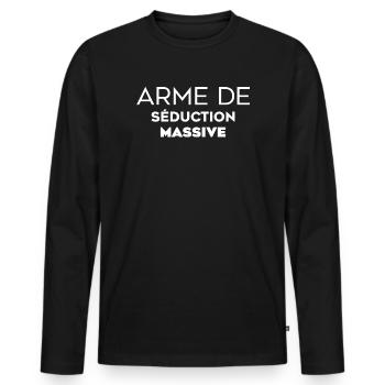 Armure de Séduction Massive - T-shirt manches longues Premium bio Homme - noir - Devant - Nico (187cm)