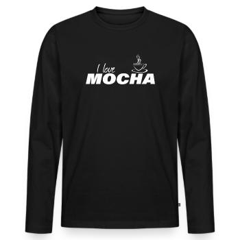 I love MOCHA - Männer Premium Bio Langarmshirt - Schwarz - Vorne - Nico (187cm)