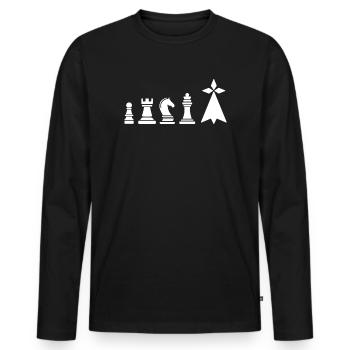 Bretagne Schach – Bretonisches Symbol Hermine & Spiel - Männer Premium Bio Langarmshirt - Schwarz - Vorne - Nico (187cm)
