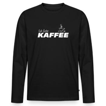 ICH LIEBE KAFFEE - Männer Premium Bio Langarmshirt - Schwarz - Vorne - Nico (187cm)