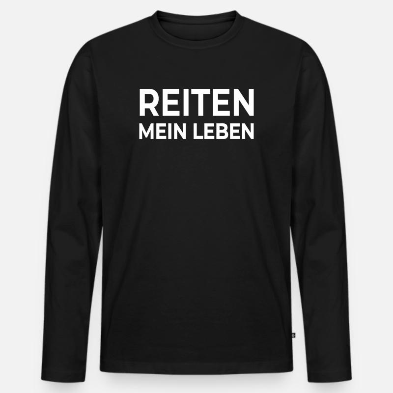 Reiten - Männer Premium Bio Langarmshirt - Schwarz