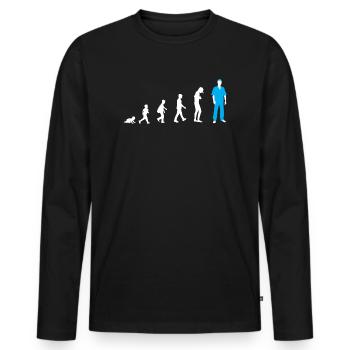 Développement du bébé à l’allaitement - T-shirt manches longues Premium bio Homme - noir - Devant - Nico (187cm)