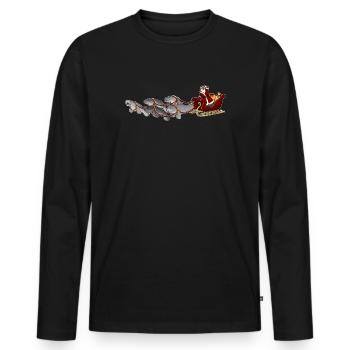 Conférences Tazz | Joyeux Meepmas - T-shirt manches longues Premium bio Homme - noir - Devant - Nico (187cm)