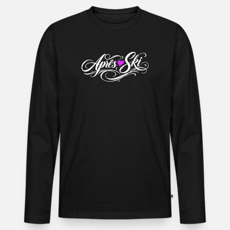 Apres Ski Herz Liebe - Männer Premium Bio Langarmshirt - Schwarz