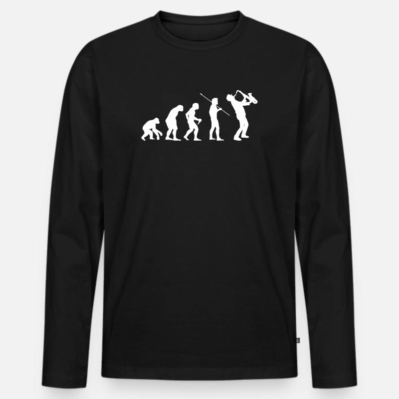 Evolution zum Saxophonist Musik Geschenk - Männer Premium Bio Langarmshirt - Schwarz