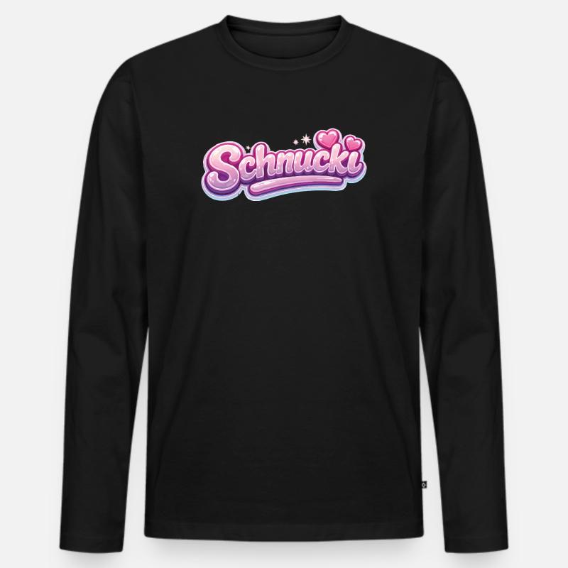 Schnucki Pink Bubble Schrift - Männer Premium Bio Langarmshirt - Schwarz