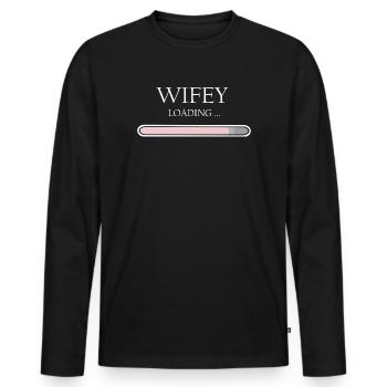 Wifey Loading Fortschritt, Verlobung & Hochzeit - Männer Premium Bio Langarmshirt - Schwarz - Vorne - Nico (187cm)