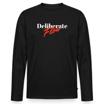 Conception typographique minimale à flux délibéré - T-shirt manches longues Premium bio Homme - noir - Devant - Nico (187cm)