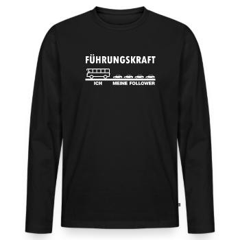 Ich und meine Anhänger lustiges Bus Fahrer Sprüche - Männer Premium Bio Langarmshirt - Schwarz - Vorne - Nico (187cm)