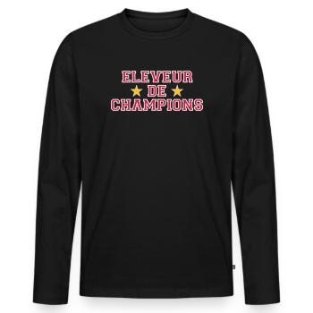Eleveur de Champions - T-shirt manches longues Premium bio Homme - noir - Devant - Nico (187cm)