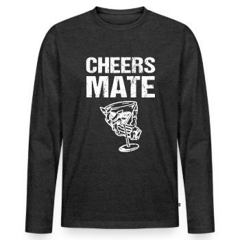 Bravo Mate - T-shirt manches longues Premium bio Homme - anthracite chiné - Devant - Nico (187cm)