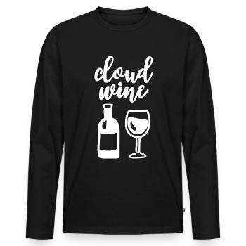 Cloud Wine Wine Glass Wine Bottle Wine Lovers - Men's Premium Organic Long Sleeve Shirt - black - Front - Nico (187cm)