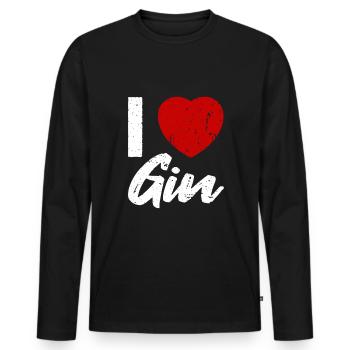 J’adore le Gin - T-shirt manches longues Premium bio Homme - noir - Devant - Nico (187cm)