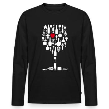 Vin Verre à vin Amateurs de vin - T-shirt manches longues Premium bio Homme - noir - Devant - Nico (187cm)
