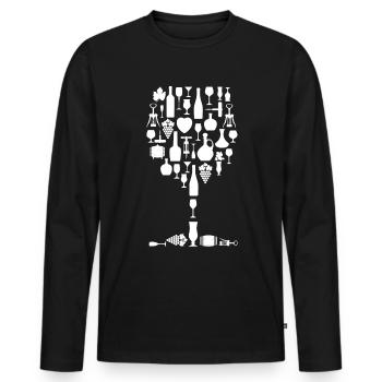 Vin Verre à vin Amateurs de vin - T-shirt manches longues Premium bio Homme - noir - Devant - Nico (187cm)