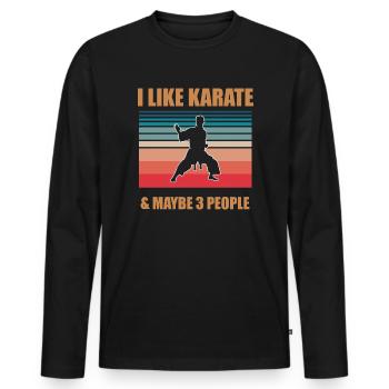I Like Karate and maybe 3 People - Männer Premium Bio Langarmshirt - Schwarz - Vorne - Nico (187cm)