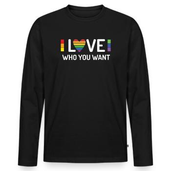 Pride Month - Liebe, wen du willst - Männer Premium Bio Langarmshirt - Schwarz - Vorne - Nico (187cm)