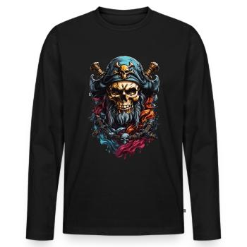 Pirate Adventure Skull: creepy buccaneers - Men's Premium Organic Long Sleeve Shirt - black - Front - Nico (187cm)