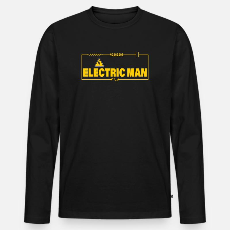 ELECTRIC MAN - Männer Premium Bio Langarmshirt - Schwarz