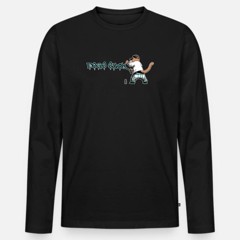 Katze Graffiti Hunde saugen - Männer Premium Bio Langarmshirt - Schwarz