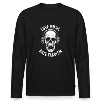 AMOUR MUSIQUE HAINE FASCISME - T-shirt manches longues Premium bio Homme - noir - Devant - Nico (187cm)