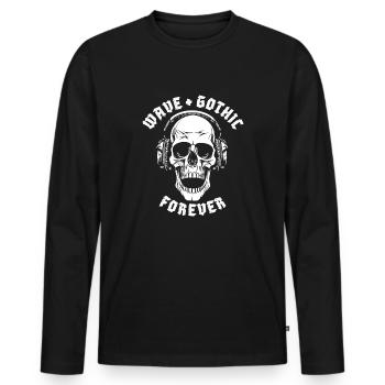 WAVE + GOTHIC FOREVER - Männer Premium Bio Langarmshirt - Schwarz - Vorne - Nico (187cm)