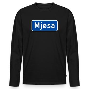 Der Mjøsa-See - Männer Premium Bio Langarmshirt - Schwarz - Vorne - Nico (187cm)