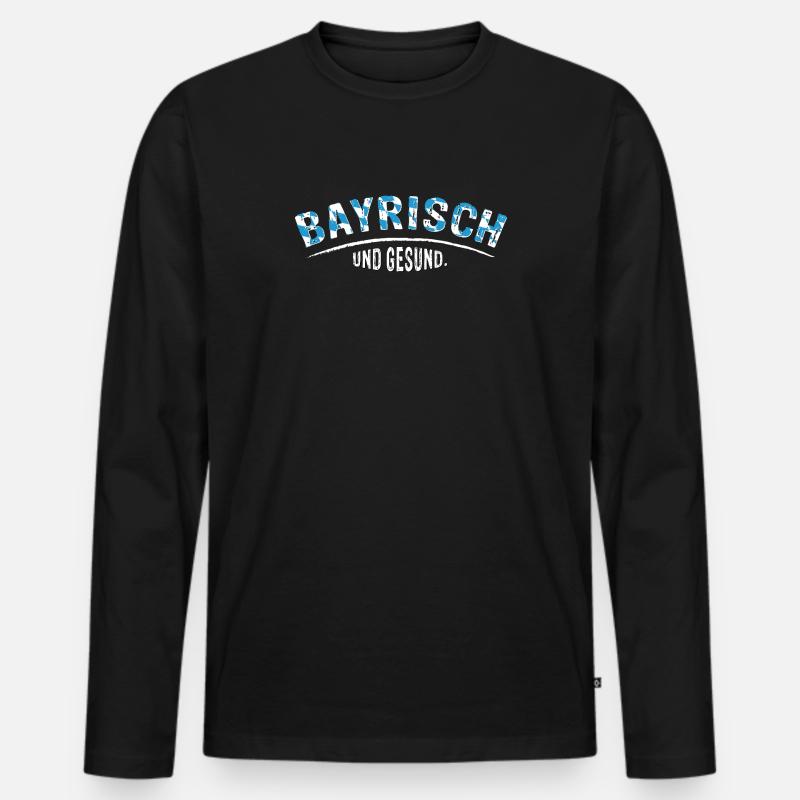 Bayrisch und gsund - Männer Premium Bio Langarmshirt - Schwarz