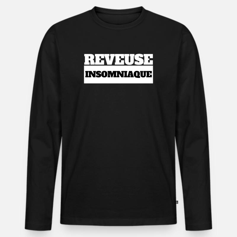 Schlafloser Träumer - Schwarzer Humor - Männer Premium Bio Langarmshirt - Schwarz