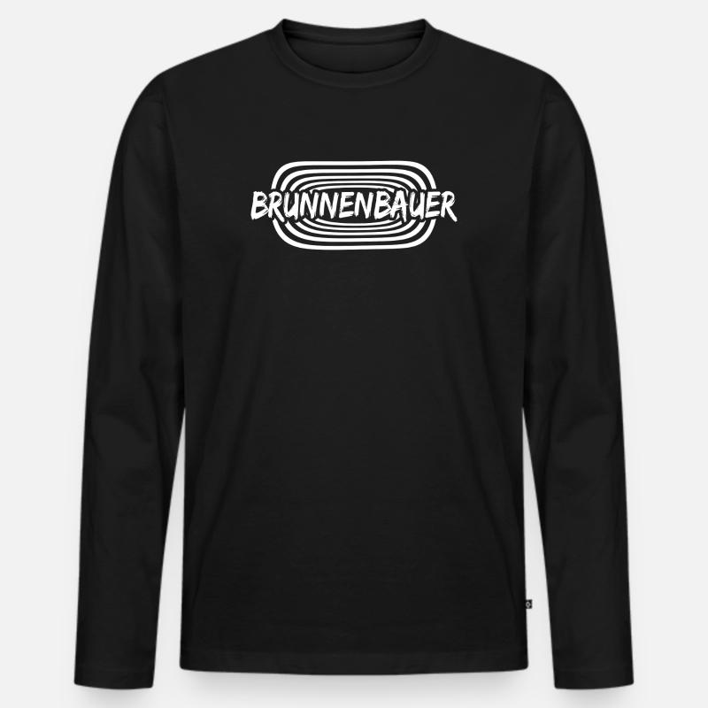 Arbeit Brunnenbauer - Männer Premium Bio Langarmshirt - Schwarz