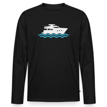 Yacht Silhouette Motorboat - Men's Premium Organic Long Sleeve Shirt - black - Front - Nico (187cm)