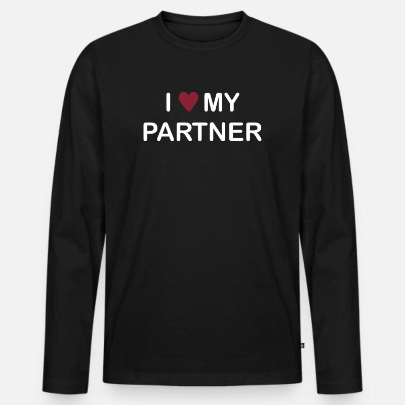 I love My Partner – Pärchen Shirt/Pullover - Männer Premium Bio Langarmshirt - Schwarz