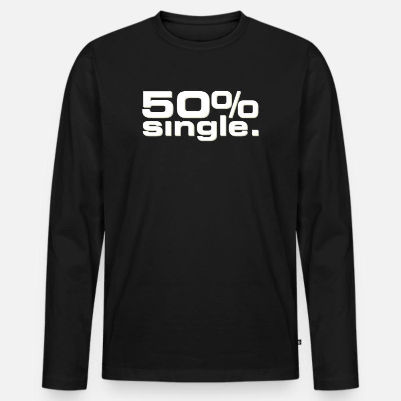 50 % Single - Männer Premium Bio Langarmshirt - Schwarz