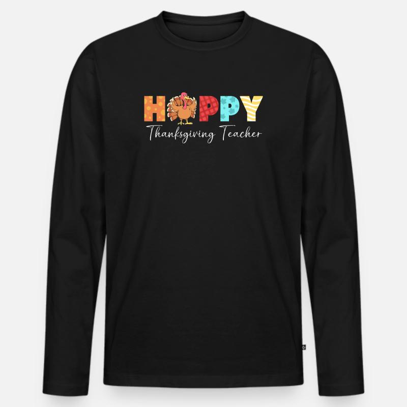 Thanksgiving Lehrer Lehrerin - Männer Premium Bio Langarmshirt - Schwarz