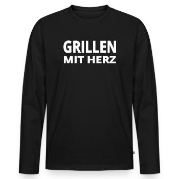 Griller - T-shirt manches longues Premium bio Homme - noir - Devant - Nico (187cm)