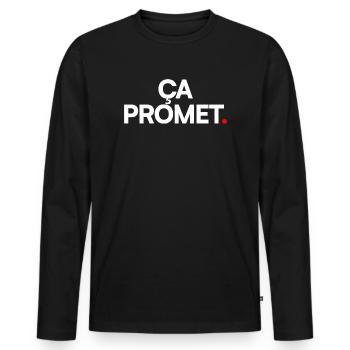 IT'S PROMISING | Minimalist humor expression - Men's Premium Organic Long Sleeve Shirt - black - Front - Nico (187cm)