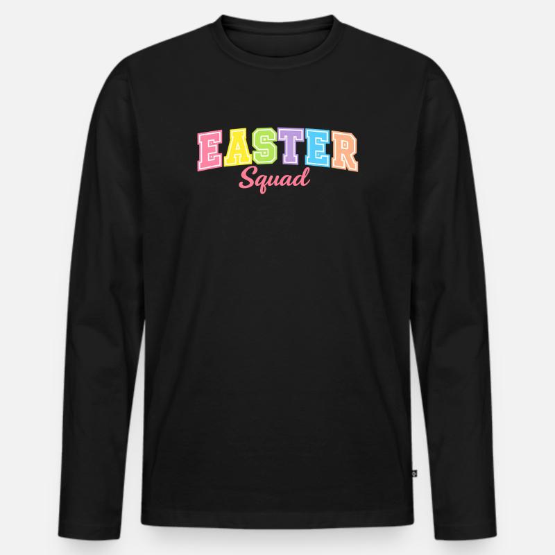 Frohe Ostern Hase Osterhasen Oster - Männer Premium Bio Langarmshirt - Schwarz