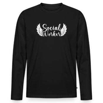 Social Worker Quote Worker Social Work - Männer Premium Bio Langarmshirt - Schwarz - Vorne - Nico (187cm)