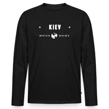 Kiew, Ukraine Koordinaten Planet Erde Weiß - Männer Premium Bio Langarmshirt - Schwarz - Vorne - Nico (187cm)