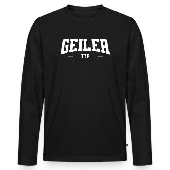Geiler Typ - Männer Premium Bio Langarmshirt - Schwarz - Vorne - Nico (187cm)